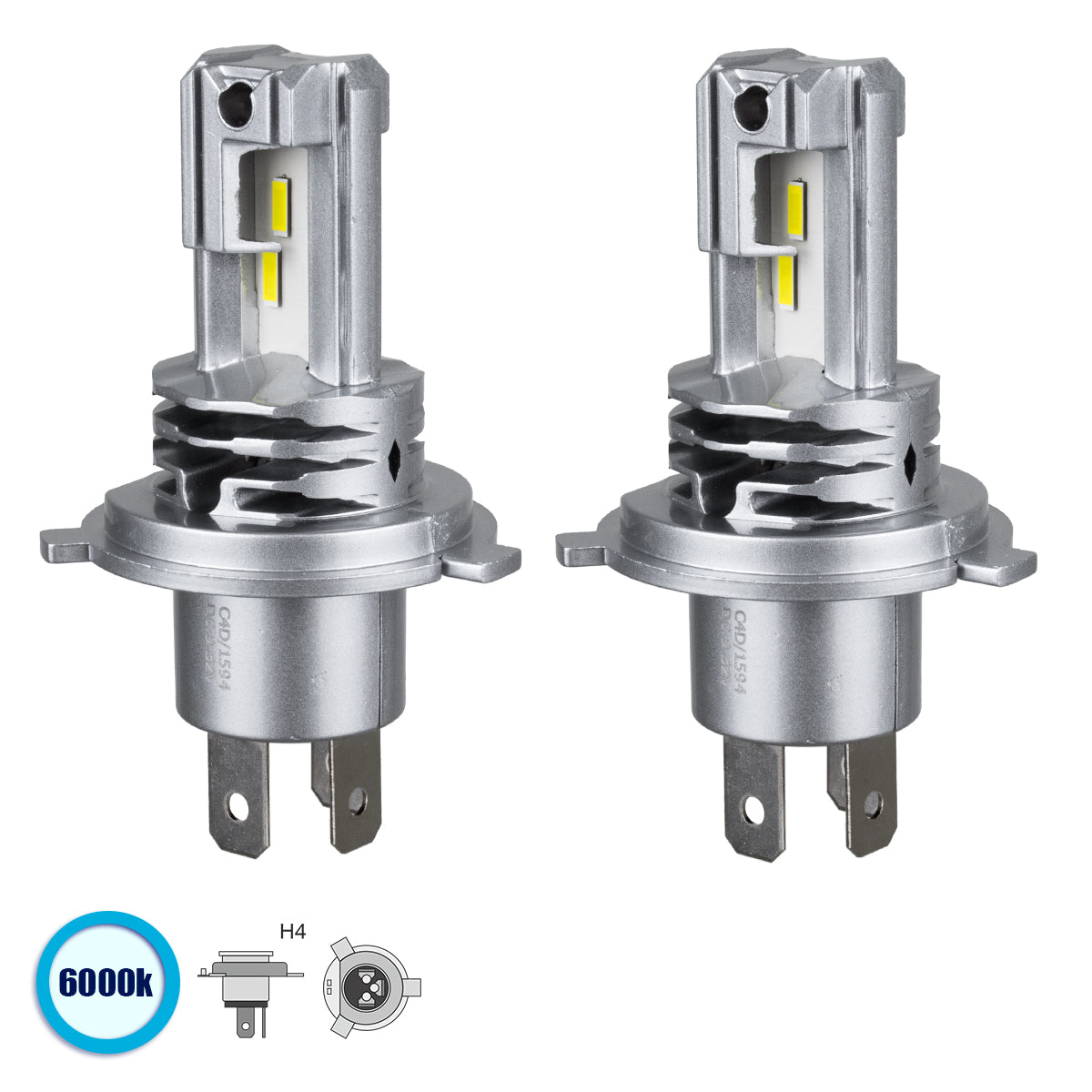 LEDKITM4 81665 Λάμπα H4 CANbus LED 20W/40W 3200lm/6400lm 360° DC 12-24V Αδιάβροχο IP65 Ψυχρό Λευκό 6000K - CREE COB Chip - Μ4.7 x Π4.7 x Υ8.2 - Πακέτο 2 Τεμαχίων