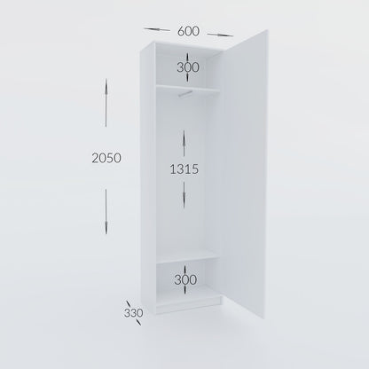 Ντουλάπα Sara Γκρι 60x33x205