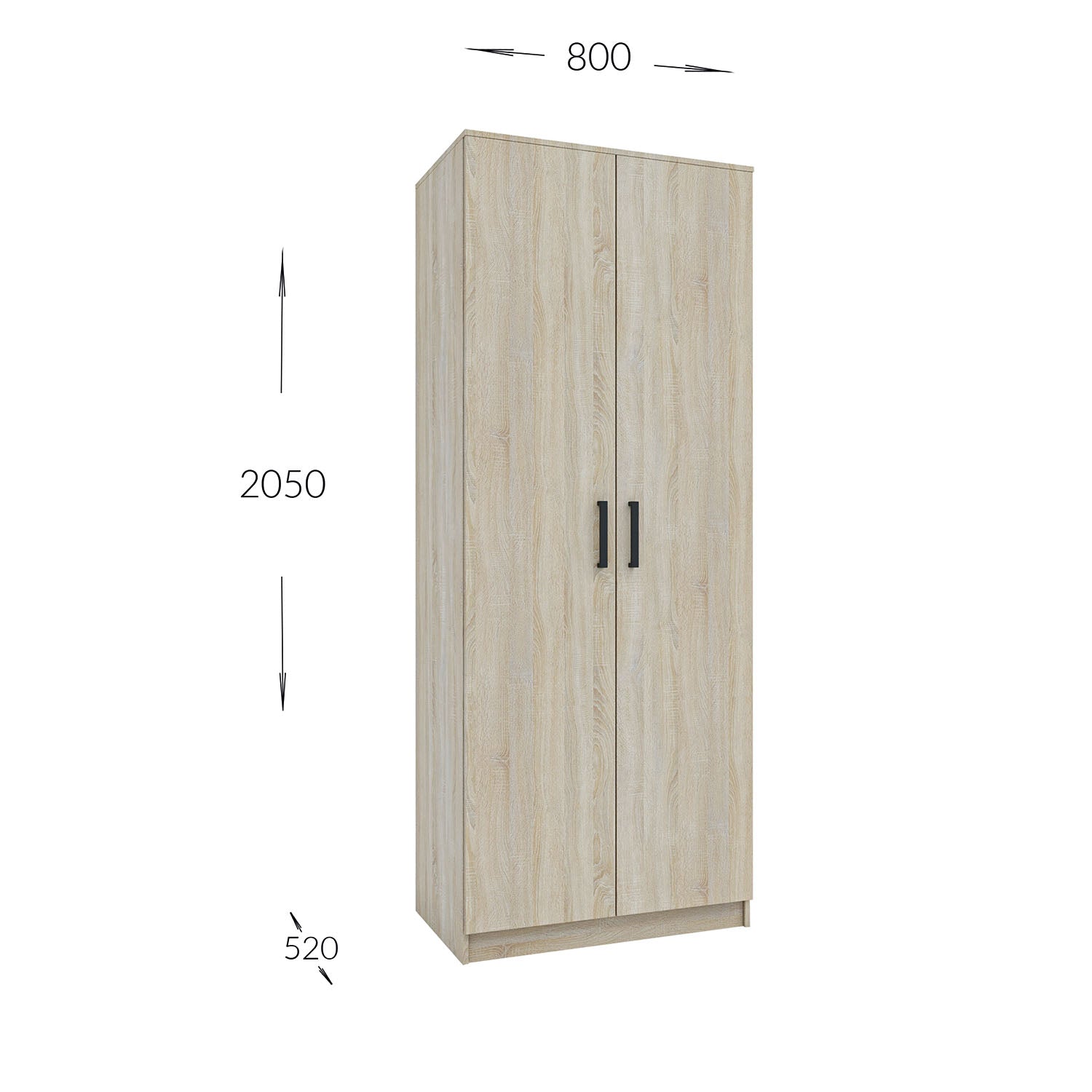 Ντουλάπα Δίφυλλη Simple Σονόμα 80x52x205