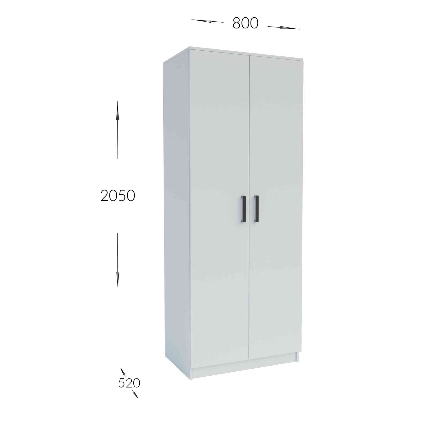 Ντουλάπα Δίφυλλη Simple Λευκή 80x52x205