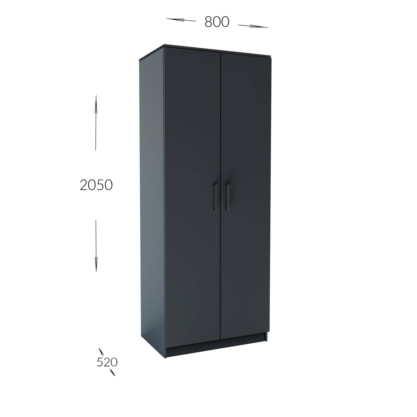 Ντουλάπα Δίφυλλη Simple Γραφίτης 80x52x205