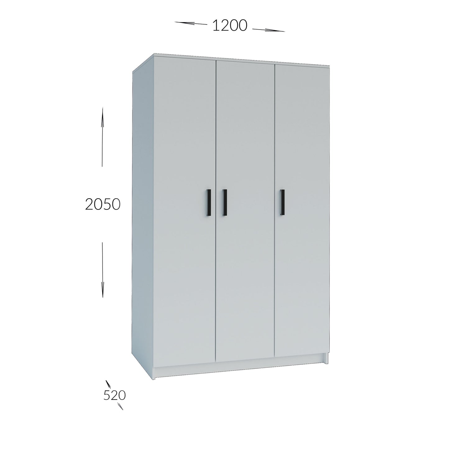 Ντουλάπα Τρίφυλλη Simple Λευκή 120x52x205