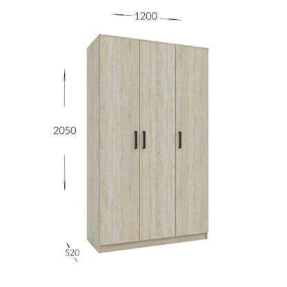 Ντουλάπα Τρίφυλλη Simple Σονόμα 120x52x205