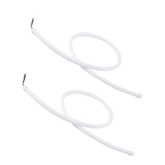 81726 Σετ 2 ΕΛΑΣΤΙΚΑ - FLEXIBLE DRL + FLASH TURN LIGHT LED CREE COB 85cm 16W 2400lm 360° DC 12V Αδιάβροχα IP65 Πορτοκαλί - Ψυχρό Λευκό 6000K