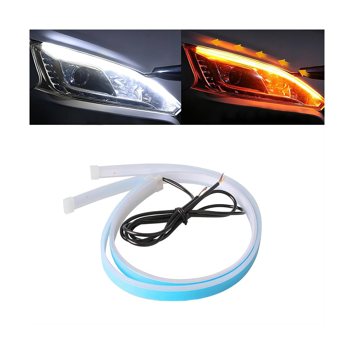 DRL 81730 Φώτα Ημέρας DRL & Φλας LED 12W/24W 1050lm/2100lm 200° DC 24-30V Αδιάβροχο IP65 Ψυχρό Λευκό 6000K & Πορτοκαλί - Μ60 x Π1.5 x Υ0.5