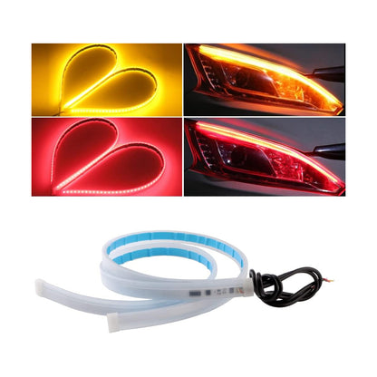 DRL 81731 Φώτα Ημέρας DRL & Φλας LED 12W/24W 1050lm/2100lm 200° DC 24-30V Αδιάβροχο IP65 Κόκκινο & Πορτοκαλί - Μ60 x Π1.5 x Υ0.5