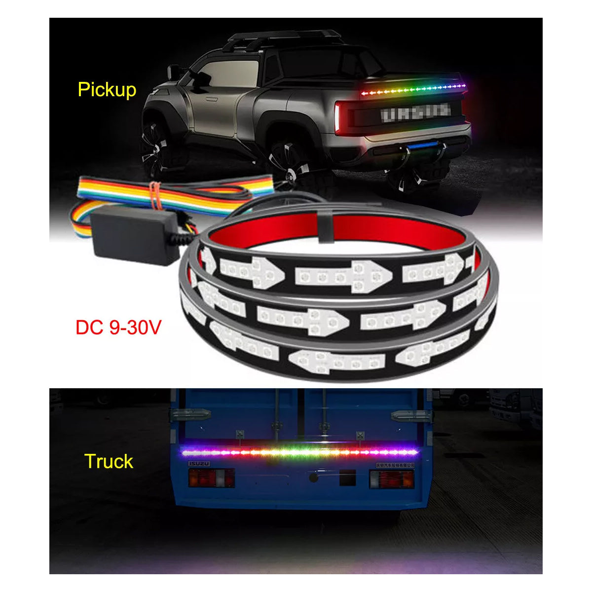 81732 Car Backlit LED Strip Εύκαμπτη Ταινία 100cm Σήμανσης DRL Αυτοκινήτου 5 Προγραμμάτα Φωτισμού LED SMD 5050 7.6W DC 9-30V Αδιάβροχη IP65 RGB