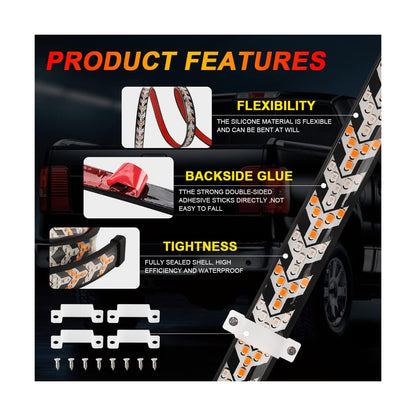 81734 Car Backlit LED Strip Εύκαμπτη Ταινία 100cm Σήμανσης DRL Αυτοκινήτου 3 Προγραμμάτα Φωτισμού LED SMD 5050 12W DC 9-30V Αδιάβροχη IP65 Πορτοκαλί - Κόκκινο