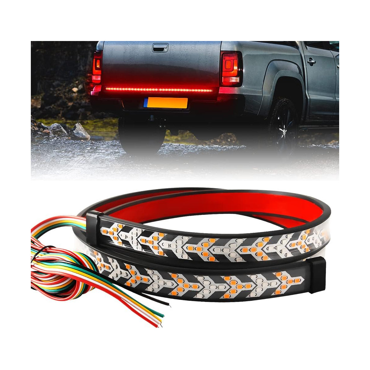 81734 Car Backlit LED Strip Εύκαμπτη Ταινία 100cm Σήμανσης DRL Αυτοκινήτου 3 Προγραμμάτα Φωτισμού LED SMD 5050 12W DC 9-30V Αδιάβροχη IP65 Πορτοκαλί - Κόκκινο