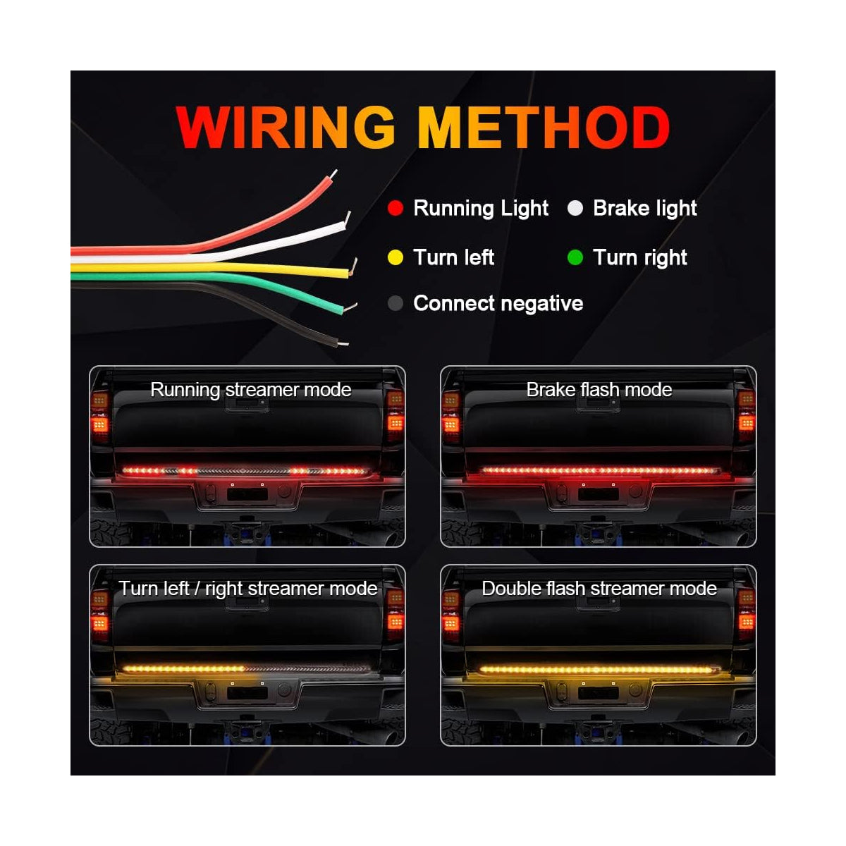 81734 Car Backlit LED Strip Εύκαμπτη Ταινία 100cm Σήμανσης DRL Αυτοκινήτου 3 Προγραμμάτα Φωτισμού LED SMD 5050 12W DC 9-30V Αδιάβροχη IP65 Πορτοκαλί - Κόκκινο