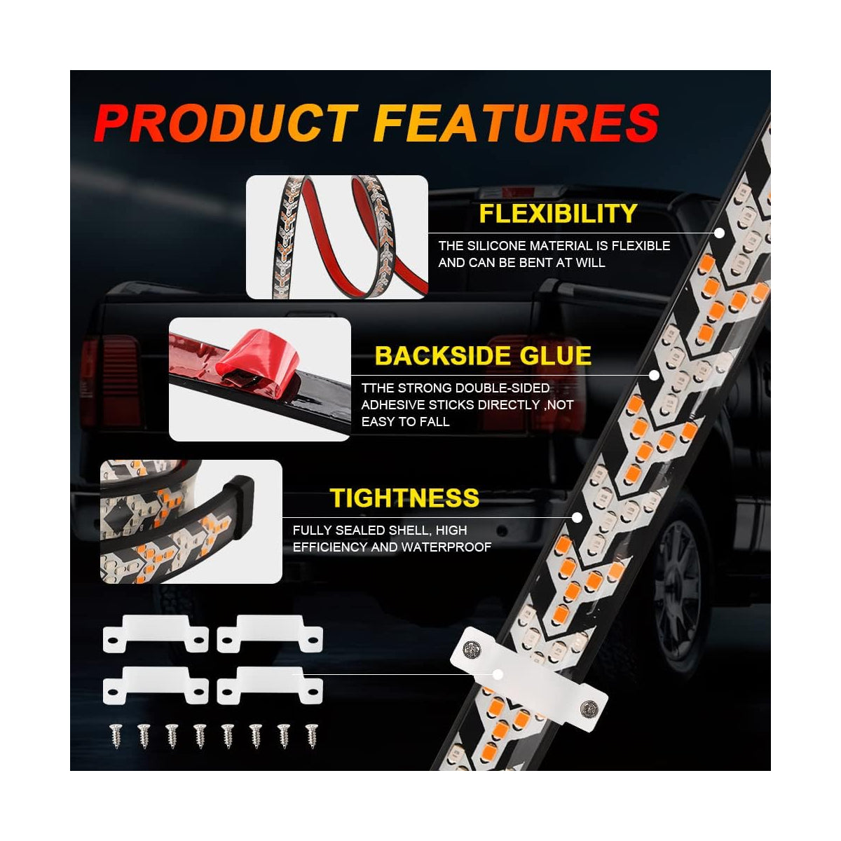 81734 Car Backlit LED Strip Εύκαμπτη Ταινία 100cm Σήμανσης DRL Αυτοκινήτου 3 Προγραμμάτα Φωτισμού LED SMD 5050 12W DC 9-30V Αδιάβροχη IP65 Πορτοκαλί - Κόκκινο