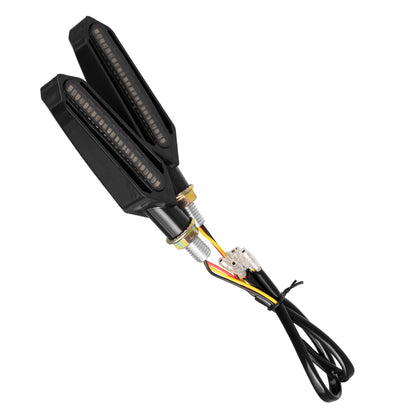 81756 ΣΕΤ 2 x Φλας Μοτοσυκλέτας Universal Knife LED SMD 5050 5W DC 12V 2 Λειτουργιών Κόκκινο για Πορείας-Stop & με Τρεχούμενο Εφέ Φωτισμού Πορτοκαλί για Φλας Αδιάβροχα IP65