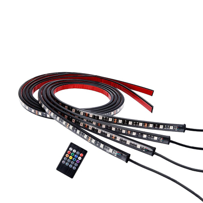 UNDERBODY 81841 Κιτ Διακοσμητικού Φωτισμού Αυτοκινήτου με IR Ασύρματο Χειριστήριο LED 72W 4320lm 120° DC 12V Αδιάβροχο IP65 Πολύχρωμο RGB - 2 Τεμάχια x Μ90 x Π1.3 x Υ1.3cm & 2 Τεμάχια x Μ120 x Π1.3 x Υ1.3 - Πακέτο 4 Τεμαχίων