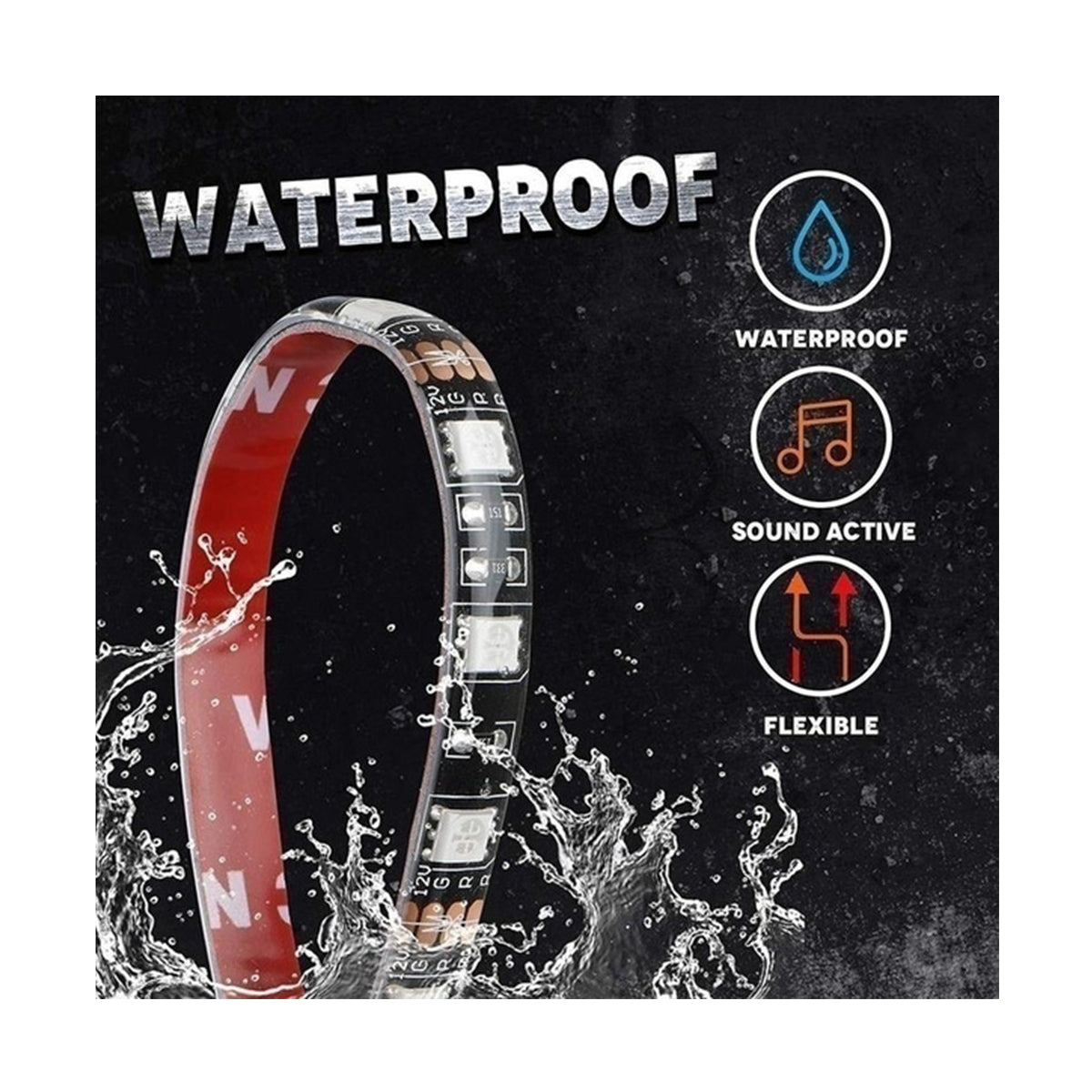 UNDERBODY 81841 Κιτ Διακοσμητικού Φωτισμού Αυτοκινήτου με IR Ασύρματο Χειριστήριο LED 72W 4320lm 120° DC 12V Αδιάβροχο IP65 Πολύχρωμο RGB - 2 Τεμάχια x Μ90 x Π1.3 x Υ1.3cm & 2 Τεμάχια x Μ120 x Π1.3 x Υ1.3 - Πακέτο 4 Τεμαχίων