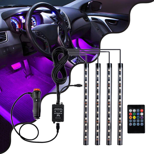 81842 Car Underglow LED Tube Kit - Κρυφός Φωτισμός Αυτοκινήτου DC 12V 20W με Χειριστήριο Αδιάβροχο IP68 Πολύχρωμο RGB