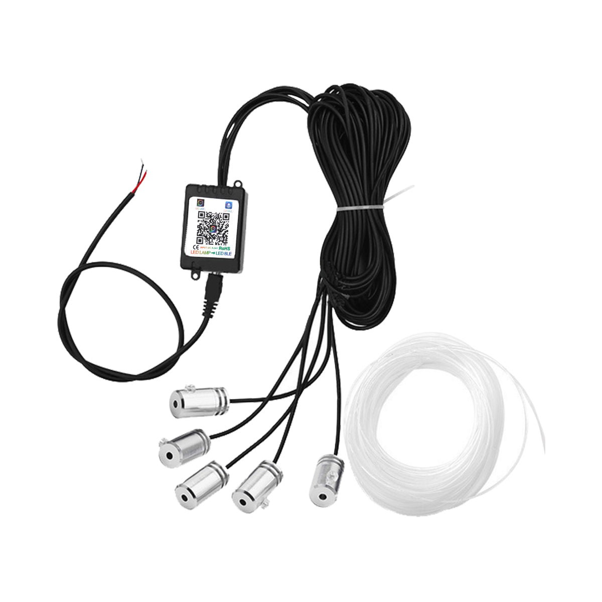 81843 Car Optic Fiber LED Kit Smart Bluetooth - Φωτισμός Κιτ Οπτικής Ίνας Αυτοκινήτου DC 12V 10W με Smart Bluetooth Controller & Εφαρμογή APP Αδιάβροχο IP65 Πολύχρωμο RGB