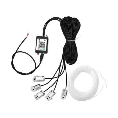 81843 Car Optic Fiber LED Kit Smart Bluetooth - Φωτισμός Κιτ Οπτικής Ίνας Αυτοκινήτου DC 12V 10W με Smart Bluetooth Controller & Εφαρμογή APP Αδιάβροχο IP65 Πολύχρωμο RGB