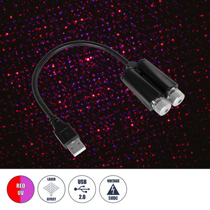 81845-DUAL Διακοσμητικό Φωτιστικό Ειδικών Φωτορυθμικών Εφέ PARTY Disco LASER DC 5V με Καλώδιο Τροφοδοσίας USB Κόκκινο IP20 Μ3.5 x Π3.5 x Υ21.5cm