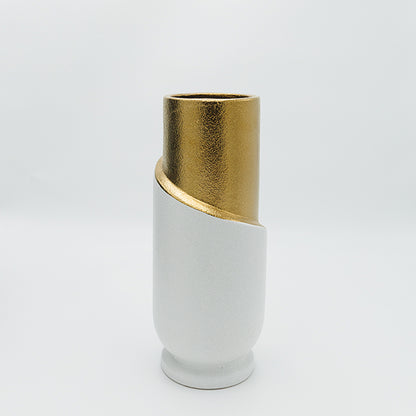 ΒΑΖΟ ΚΕΡΑΜΙΚΟ ΛΕΥΚΟ - ΧΡΥΣΟ 12.5x12.5x30.5