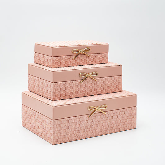 S/3 ΔΙΑΚΟΣΜΗΤΙΚΑ ΚΟΥΤΙΑ ΞΥΛΙΝΑ ΡΟΖ 26x18x9.5/22x14x7.5/18x10x5.5