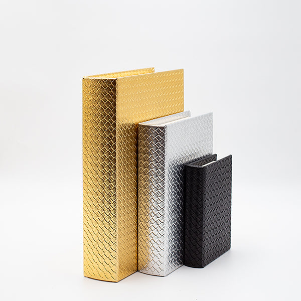 S/3 ΔΙΑΚΟΣΜΗΤΙΚΑ ΚΟΥΤΙΑ ΒΙΒΛΙΑ ΞΥΛΙΝΑ ΧΡΥΣΟ-ΜΑΥΡΟ-ΑΣΗΜΙ 30x21x6 23x17x5 16x11x3