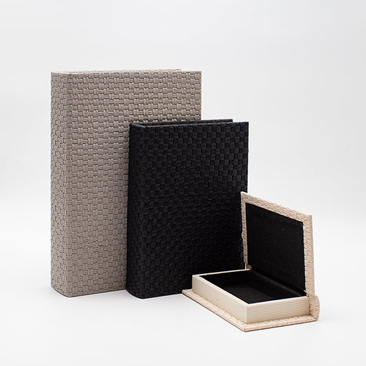 S/3 ΔΙΑΚΟΣΜΗΤΙΚΑ ΚΟΥΤΙΑ ΒΙΒΛΙΑ ΞΥΛΙΝΑ ΓΚΡΙ-ΜΠΕΖ-ΑΝΟΙΧΤΟ ΓΚΡΙ 30x21x6/23x17x4.5/16x11x3