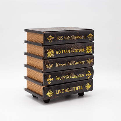 ΔΙΑΚΟΣΜΗΤΙΚΟ ΚΟΥΤΙ ΒΙΒΛΙΑ ΞΥΛΙΝΟ ΜΑΥΡΟ-ΧΡΥΣΟ 20x14x24