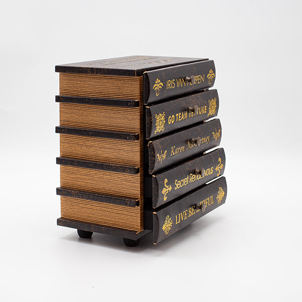 ΔΙΑΚΟΣΜΗΤΙΚΟ ΚΟΥΤΙ ΒΙΒΛΙΑ ΞΥΛΙΝΟ ΜΑΥΡΟ-ΧΡΥΣΟ 20x14x24