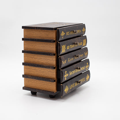 ΔΙΑΚΟΣΜΗΤΙΚΟ ΚΟΥΤΙ ΒΙΒΛΙΑ ΞΥΛΙΝΟ ΜΑΥΡΟ-ΧΡΥΣΟ 20x14x24