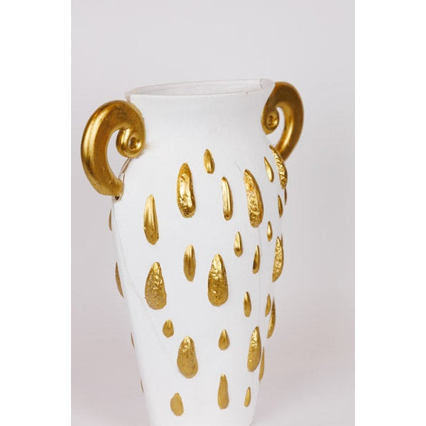 ΒΑΖΟ ΚΕΡΑΜΙΚΟ ΛΕΥΚΟ-ΧΡΥΣΟ 33.5x15.2x37.5