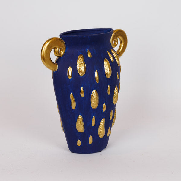 ΒΑΖΟ ΚΕΡΑΜΙΚΟ ΜΠΛΕ-ΧΡΥΣΟ 27.3x9.8x29