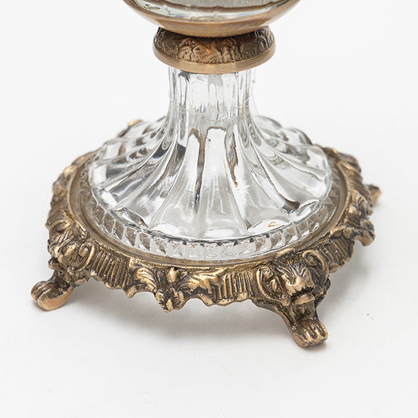 ΒΑΖΟ ΓΥΑΛΙΝΟ ΜΕ ΜΕΤΑΛΛΙΚΑ ΤΕΛΕΙΩΜΑΤΑ ΑΝΤΙΚΕ ΧΡΥΣΟ-ΔΙΑΦΑΝΕΣ ΓΥΑΛΙ 13x13x36