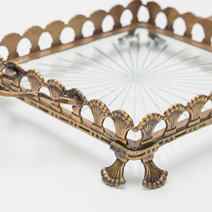 ΔΙΣΚΟΣ ΓΥΑΛΙΝΟΣ ΜΕ ΜΕΤΑΛΛΙΚΑ ΤΕΛΕΙΩΜΑΤΑ ΑΝΤΙΚΕ ΧΡΥΣΟ-ΔΙΑΦΑΝΕΣ ΓΥΑΛΙ 36x27x7