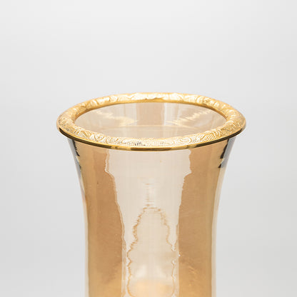 ΒΑΖΟ ΓΥΑΛΙΝΟ ΜΕ ΜΕΤΑΛΛΙΚΑ ΤΕΛΕΙΩΜΑΤΑ ΑΝΤΙΚΕ ΧΡΥΣΟ-ΜΕΛΙ ΓΥΑΛΙ 17x17x38