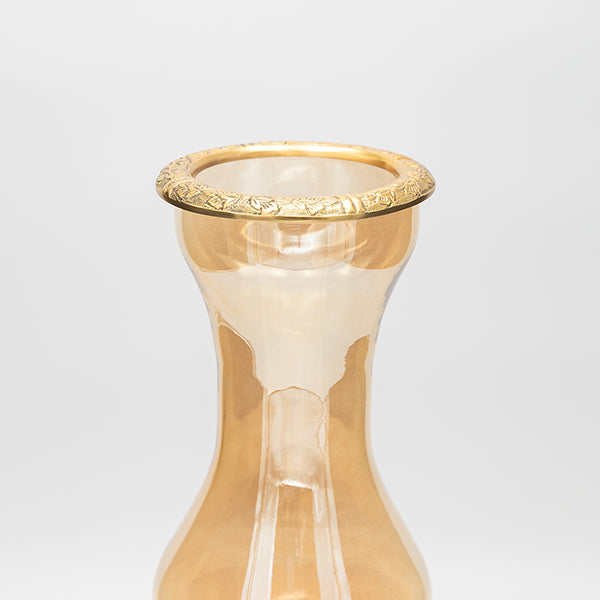 ΒΑΖΟ ΓΥΑΛΙΝΟ ΜΕ ΜΕΤΑΛΛΙΚΑ ΤΕΛΕΙΩΜΑΤΑ ΑΝΤΙΚΕ ΧΡΥΣΟ-ΜΕΛΙ ΓΥΑΛΙ 13x13x36