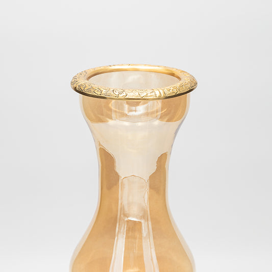 ΒΑΖΟ ΓΥΑΛΙΝΟ ΜΕ ΜΕΤΑΛΛΙΚΑ ΤΕΛΕΙΩΜΑΤΑ ΑΝΤΙΚΕ ΧΡΥΣΟ-ΜΕΛΙ ΓΥΑΛΙ 13x13x36