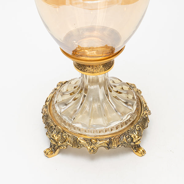 ΒΑΖΟ ΓΥΑΛΙΝΟ ΜΕ ΜΕΤΑΛΛΙΚΑ ΤΕΛΕΙΩΜΑΤΑ ΑΝΤΙΚΕ ΧΡΥΣΟ-ΜΕΛΙ ΓΥΑΛΙ 13x13x36