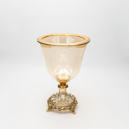 ΦΟΝΤΑΝΙΕΡΑ ΓΥΑΛΙΝΗ ΜΕ ΜΕΤΑΛΛΙΚΑ ΤΕΛΕΙΩΜΑΤΑ ΑΝΤΙΚΕ ΧΡΥΣΟ-ΜΕΛΙ ΓΥΑΛΙ 19x19x27