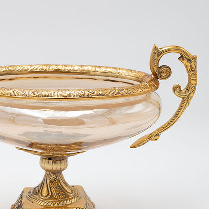 ΤΟΥΡΤΙΕΡΑ ΓΥΑΛΙΝΗ ΜΕ ΜΕΤΑΛΛΙΚΑ ΤΕΛΕΙΩΜΑΤΑ ΑΝΤΙΚΕ ΧΡΥΣΟ-ΜΕΛΙ ΓΥΑΛΙ 31x14x22