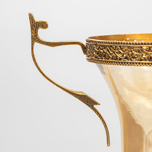 ΒΑΖΟ ΓΥΑΛΙΝΟ ΜΕ ΜΕΤΑΛΛΙΚΑ ΤΕΛΕΙΩΜΑΤΑ ΑΝΤΙΚΕ ΧΡΥΣΟ-ΜΕΛΙ ΓΥΑΛΙ 27x16x38