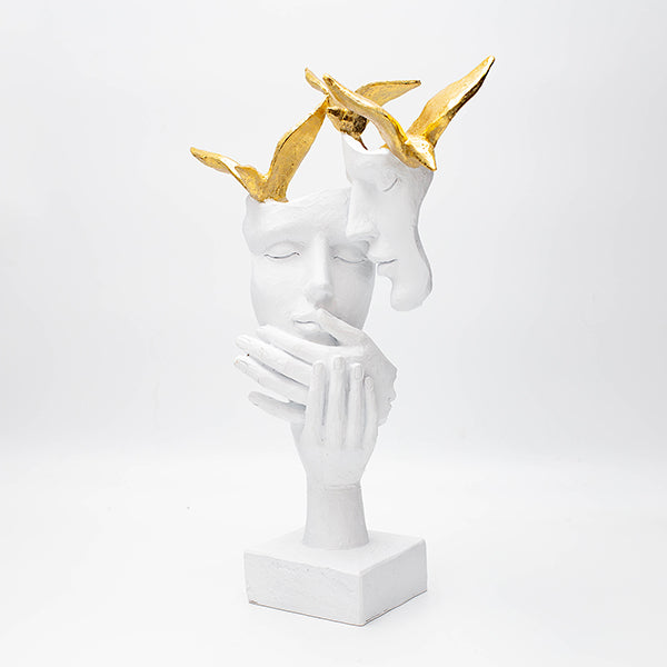 ΔΙΑΚΟΣΜΗΤΙΚΟ ΖΕΥΓΑΡΙ & ΠΕΡΙΣΤΕΡΙΑ ΠΟΛΥΡΕΖΙΝ ΛΕΥΚΟ-ΧΡΥΣΟ 22.2x11.7x33.5