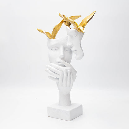 ΔΙΑΚΟΣΜΗΤΙΚΟ ΖΕΥΓΑΡΙ & ΠΕΡΙΣΤΕΡΙΑ ΠΟΛΥΡΕΖΙΝ ΛΕΥΚΟ-ΧΡΥΣΟ 22.2x11.7x33.5