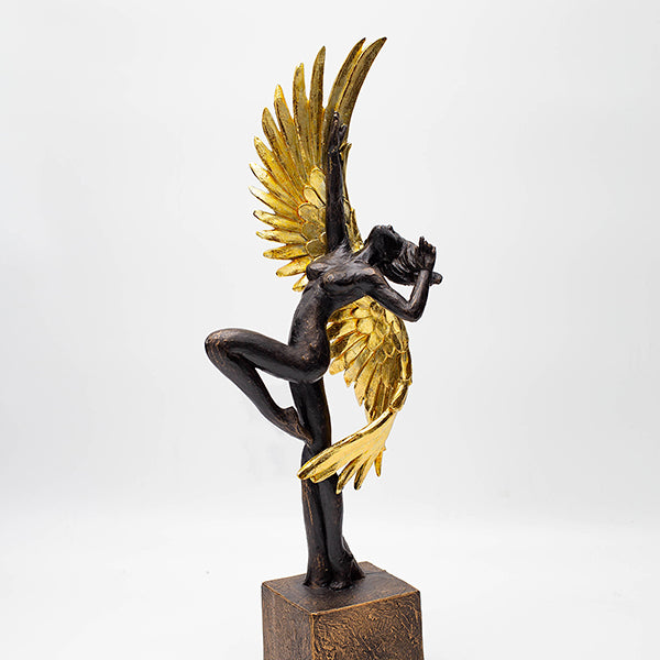 ΓΥΝΑΙΚΑ ΜΕ ΦΤΕΡΑ ΠΟΛΥΡΕΖΙΝ ΧΡΥΣΗ - ΜΑΥΡΗ 13.5x7.5x37