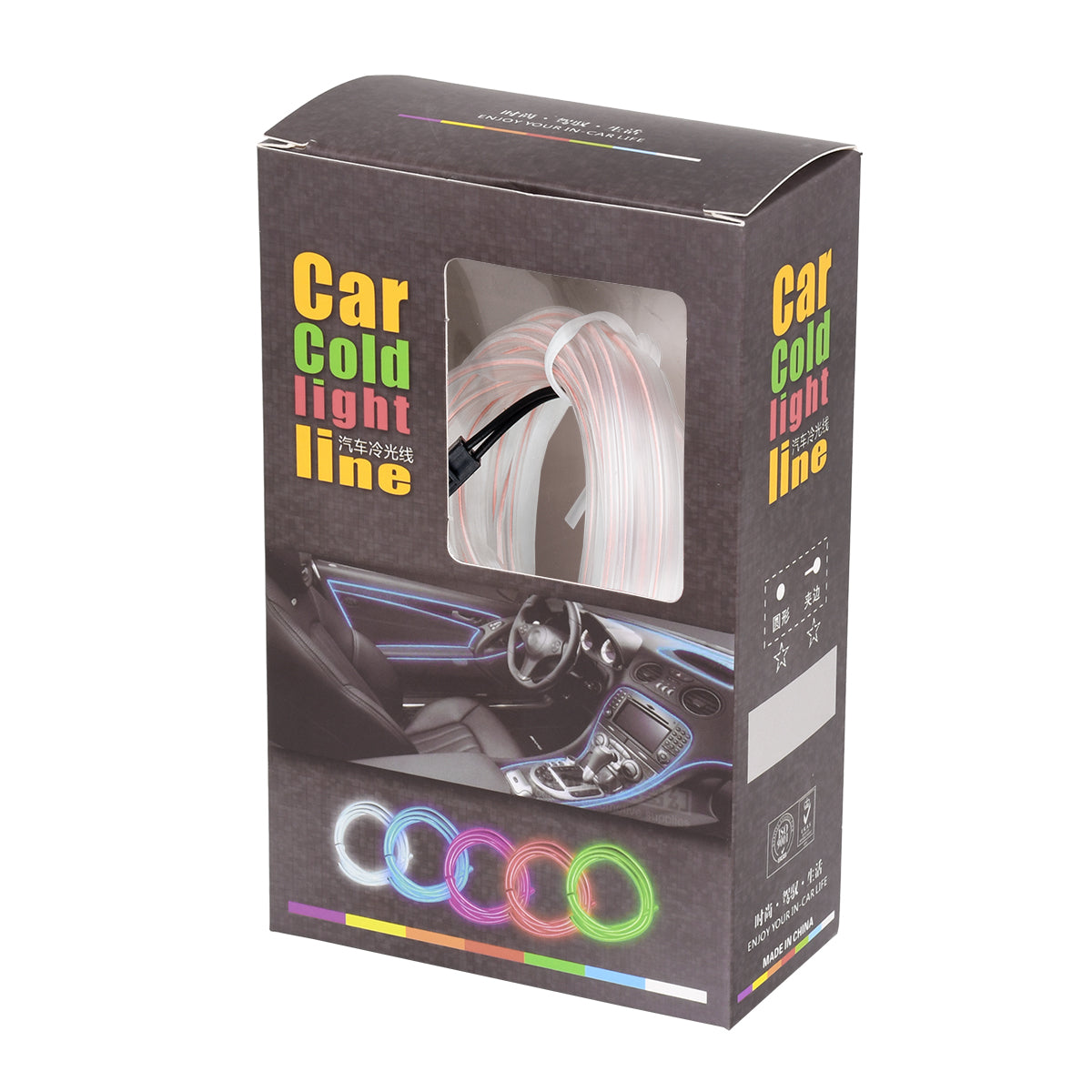 82200 TUBE 360° Degree Διακοσμητική EL-Wire Neon Αυτοκινήτου Κορδόνι ΣΕΤ 3m 1W/3m 30lm/m 360° DC 12V με Βύσμα Αναπτήρα Αυτοκινήτου Αδιάβροχη IP68 Ψυχρό Λευκό 6000K