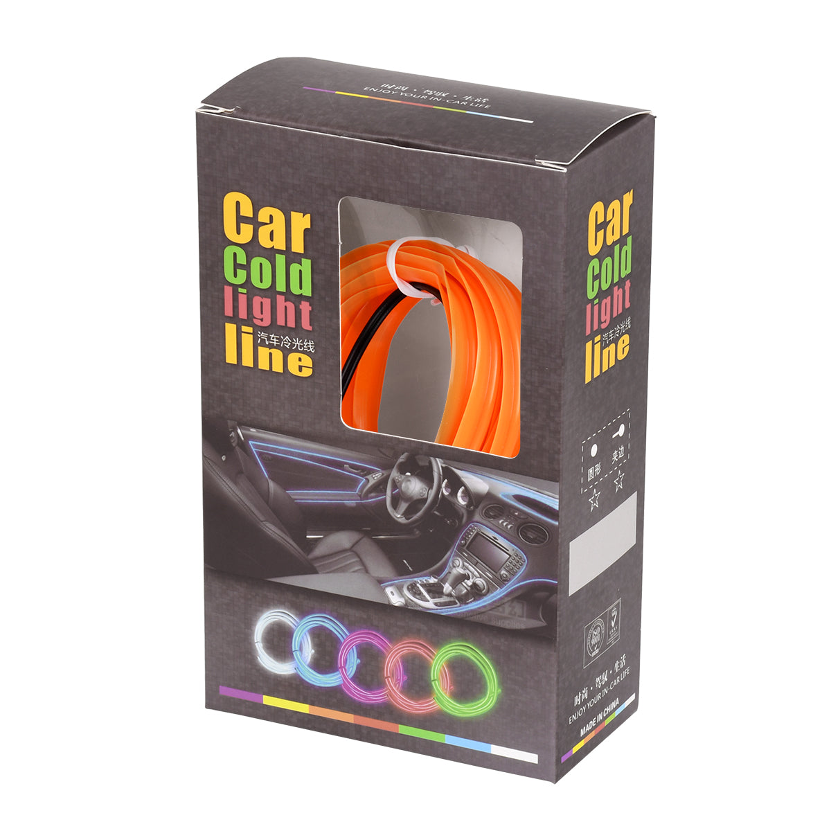 82201 TUBE 360° Degree Διακοσμητική EL-Wire Neon Αυτοκινήτου Κορδόνι ΣΕΤ 3m 1W/3m 30lm/m 360° DC 12V με Βύσμα Αναπτήρα Αυτοκινήτου Αδιάβροχη IP68 Πορτοκαλί