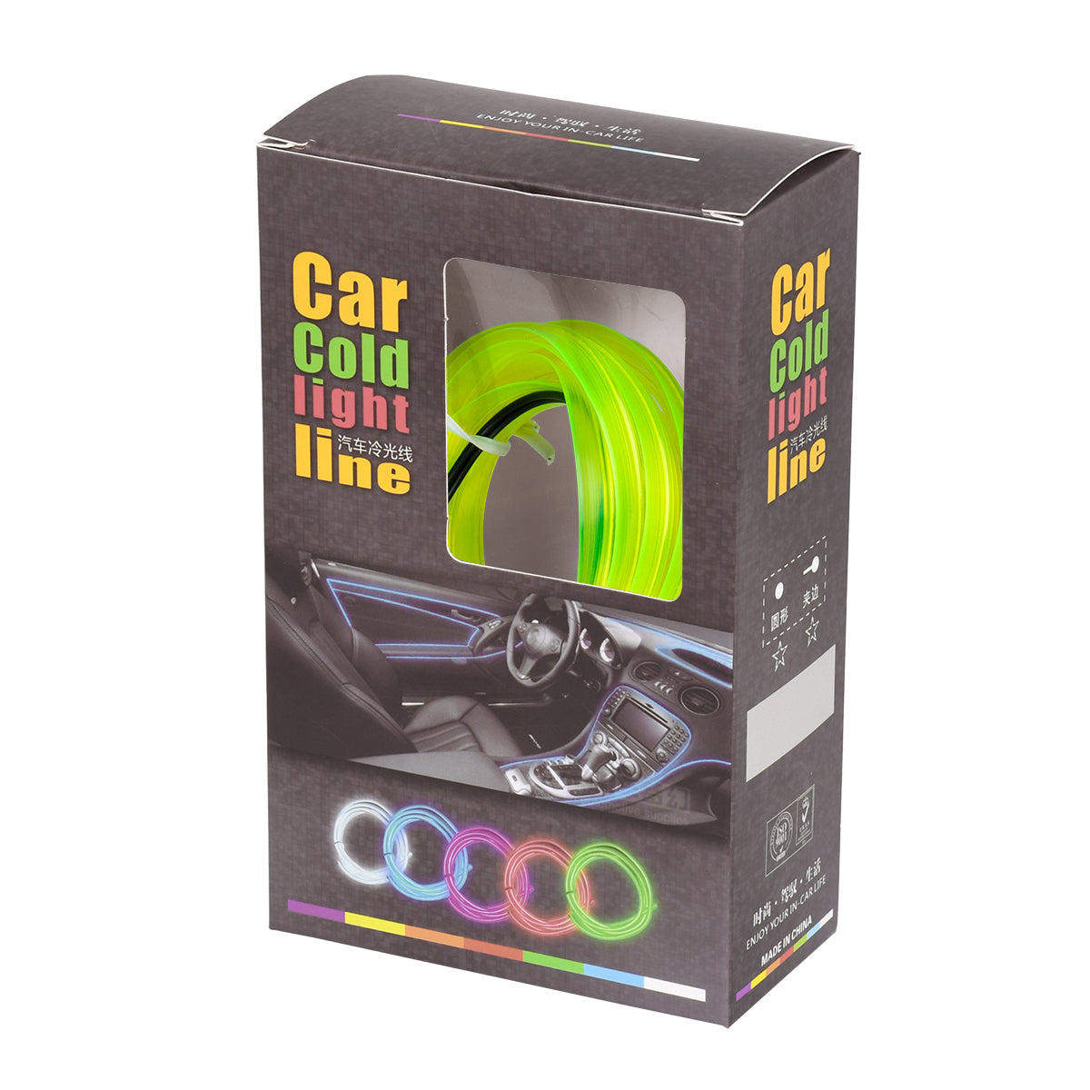 82202 TUBE 360° Degree Διακοσμητική EL-Wire Neon Αυτοκινήτου Κορδόνι ΣΕΤ 3m 1W/3m 30lm/m 360° DC 12V με Βύσμα Αναπτήρα Αυτοκινήτου Αδιάβροχη IP68 Πράσινο Φωσφορούχο