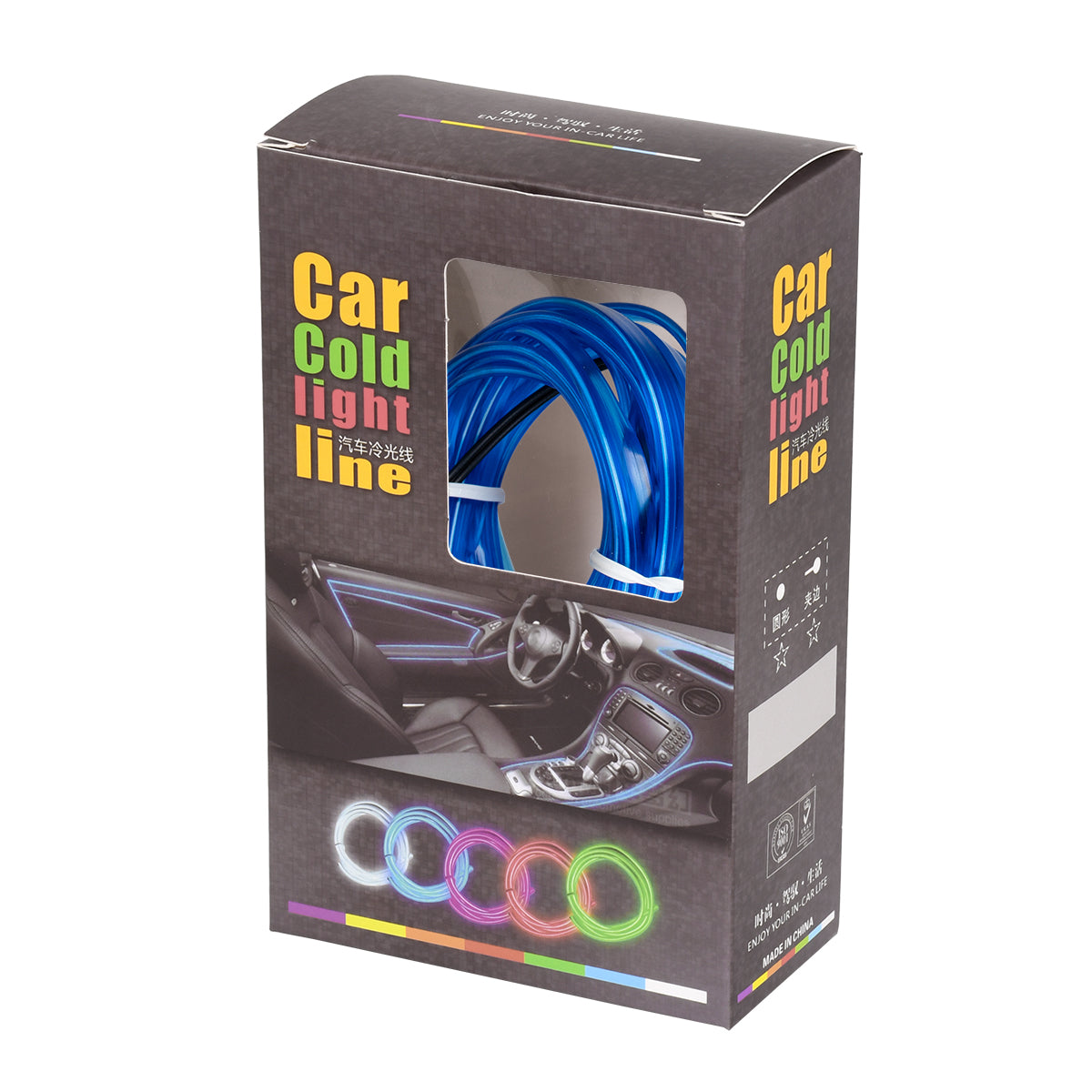 82205 TUBE 360° Degree Διακοσμητική EL-Wire Neon Αυτοκινήτου Κορδόνι ΣΕΤ 3m 1W/3m 30lm/m 360° DC 12V με Βύσμα Αναπτήρα Αυτοκινήτου Αδιάβροχη IP68 Μπλε