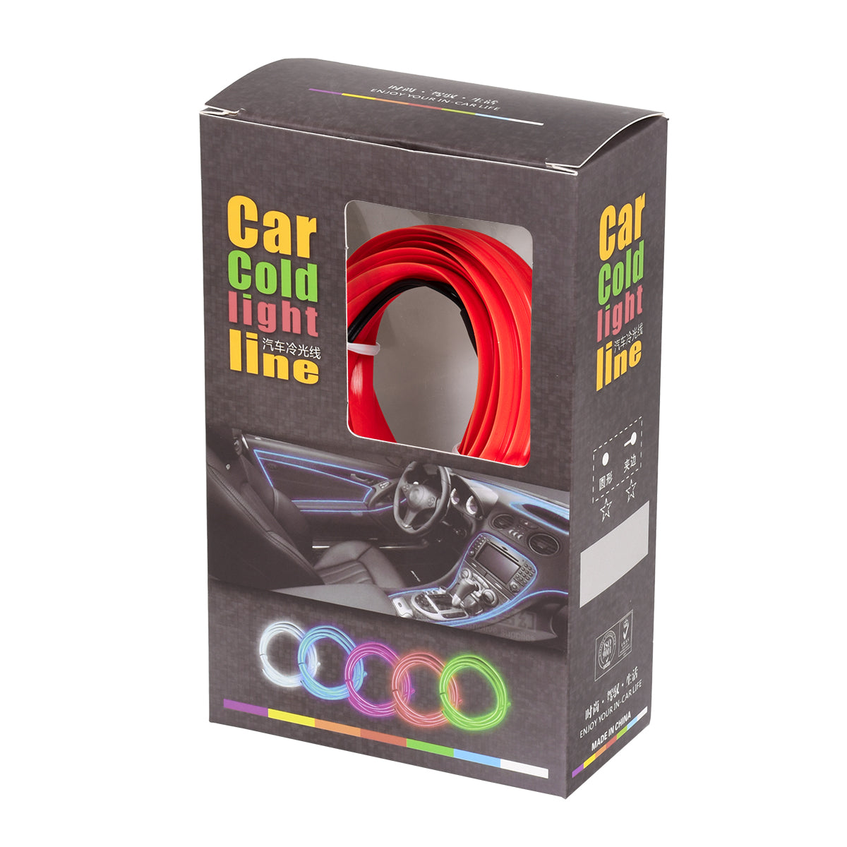 82206 TUBE 360° Degree Διακοσμητική EL-Wire Neon Αυτοκινήτου Κορδόνι ΣΕΤ 3m 1W/3m 30lm/m 360° DC 12V με Βύσμα Αναπτήρα Αυτοκινήτου Αδιάβροχη IP68 Κόκκινο