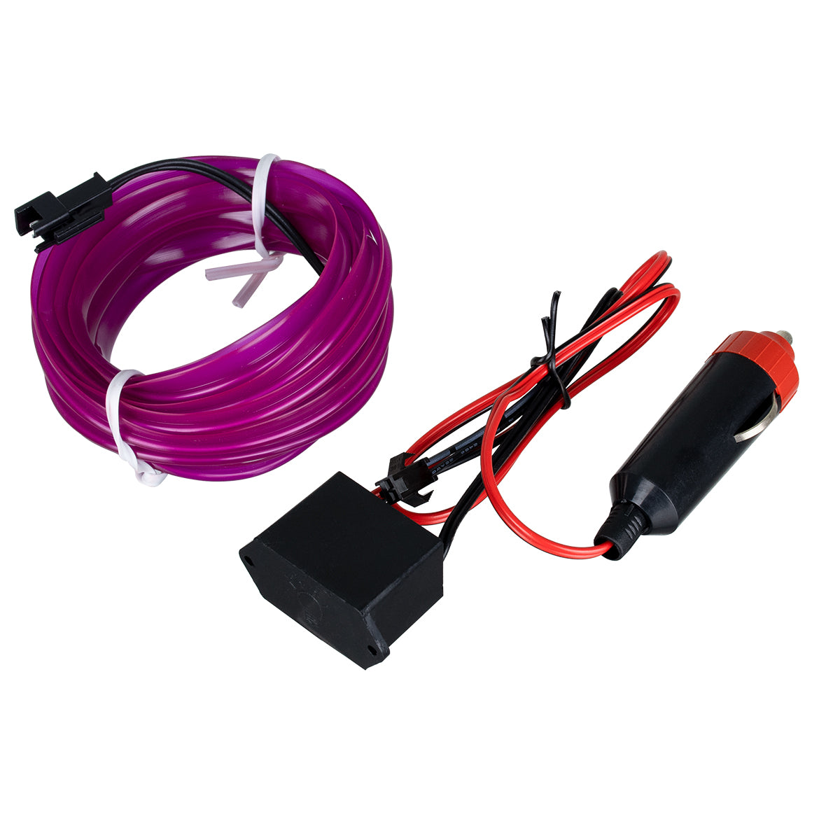 82207 TUBE 360° Degree Διακοσμητική EL-Wire Neon Αυτοκινήτου Κορδόνι ΣΕΤ 3m 1W/3m 30lm/m 360° DC 12V με Βύσμα Αναπτήρα Αυτοκινήτου Αδιάβροχη IP68 Μωβ
