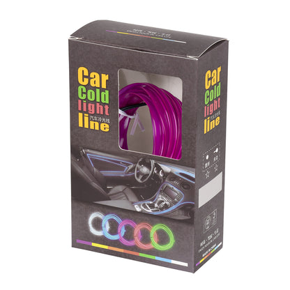 82207 TUBE 360° Degree Διακοσμητική EL-Wire Neon Αυτοκινήτου Κορδόνι ΣΕΤ 3m 1W/3m 30lm/m 360° DC 12V με Βύσμα Αναπτήρα Αυτοκινήτου Αδιάβροχη IP68 Μωβ